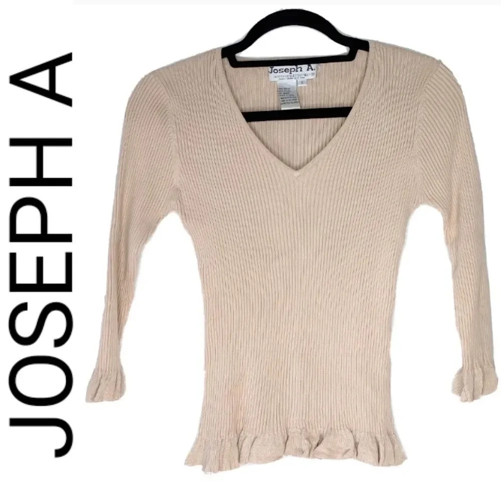 JOSEPH A RIBBED BLOUSE - TAN